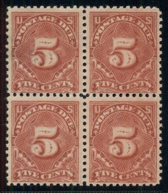 US #J64, 5¢ Postage Due, Block of 4, og, NH, VF, Scott as singles $130.00+