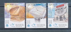 ISRAEL 2014 SUNDIALS CLOCKS SET OF 3 STAMPS MNH