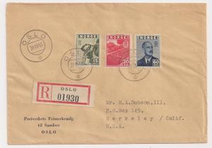 Norway London Stamps incl hi values REG cover to US #262 266