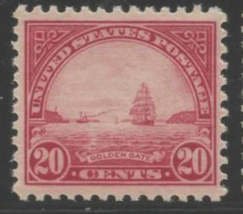 US Sc#567 1922-25 20c Golden Gate Flat Plate Printing Perf 11 F-VF OG Mint LH