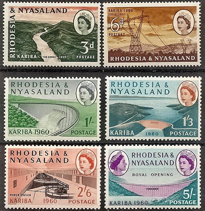Rhodesia & Nyasaland 172-77 Mint OG 1960 Kariba Gorge