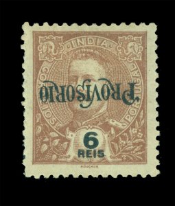 Portuguese INDIA 1902 K.Carlos PROVISORIO 6r brwn Sc# 239a INVERTED ovpt. RARE