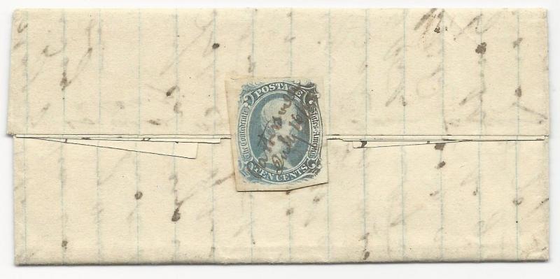 CSA Scott #9 on Folded Letter Cartersville, VA July 16 1863 Double Transfer Cert