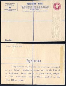 RP47 KGVI 4 1/2d Registered Envelope Size H Registration on Back MINT