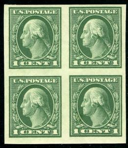 US #408 1c Block, XF-SUPERB mint never hinged, very fresh, Getting tough to f...