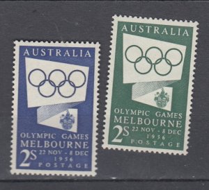 J38914, jlstamps, 1954 & 55 australia mlh #277, 386 olympics