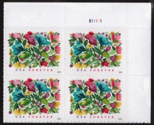 NEW ISSUE (Forever) Celebration Blooms Plate Block: UR #B11111 (2024) SA