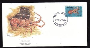 Flora & Fauna of the World-#251b-stamp on FDC-Marine Life-Longarm Spiny Lobste