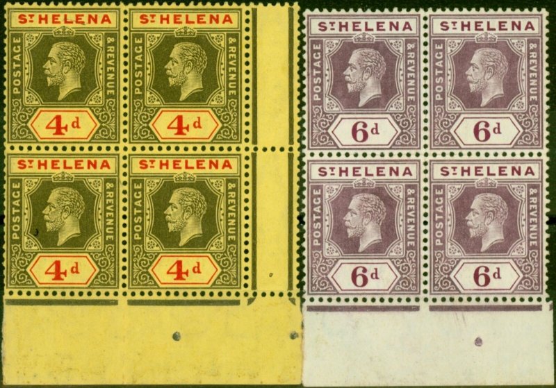 St Helena 1912 Set of 2 SG83-84 Fine LMM Blocks of 4 