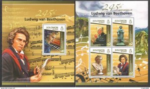 2015 Solomon Islands Music Ludwig Van Beethoven #3012-16 1+1 ** Ls417