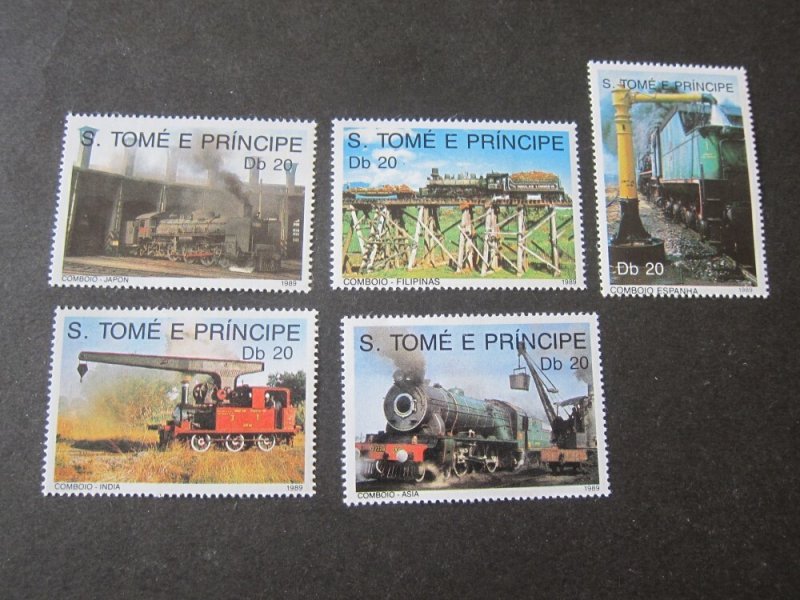 St. Thomas & Prince 1980 Sc 884-8 Train set MNH