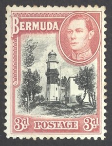 Bermuda Sc# 121 MH 1938-1951 3p carmine & black St. David's Lighthouse