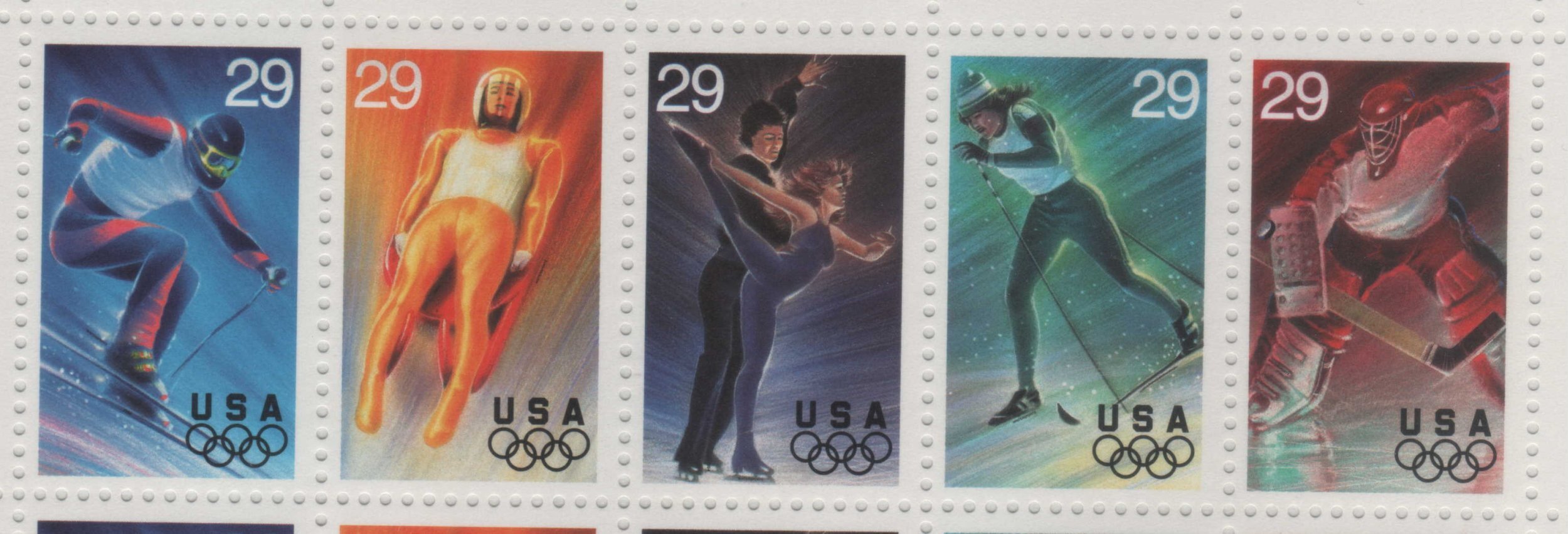 2811a 29c Winter Olympics Strip of 5 United States, General Issue