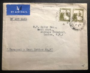 1946 Jerusalem Palestine First Flight Airmail Cover FFC To London England BA