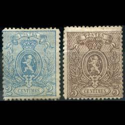 BELGIUM 1867 - Scott# 25b-6b Coat of Arms 2-5c LH