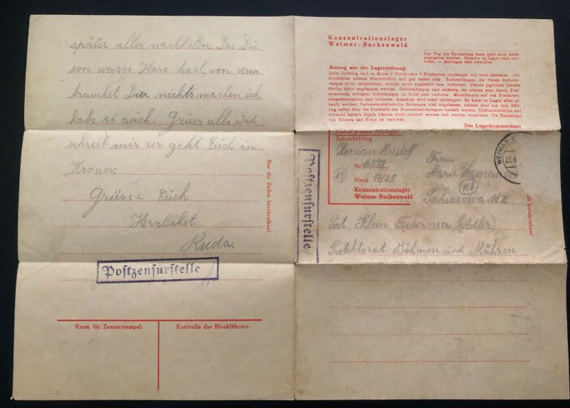 1940s Germany Buchenwald Concentration Camp Letter Cover Hernan Rudolf
