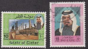 Qatar # 801-802, Oil Refinery & Shiek Khalifa, Used High Values, 1/2 Cat