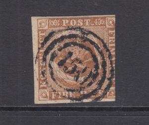 Denmark Sc 2b used 1851 4rs yellow brown Royal Emblems