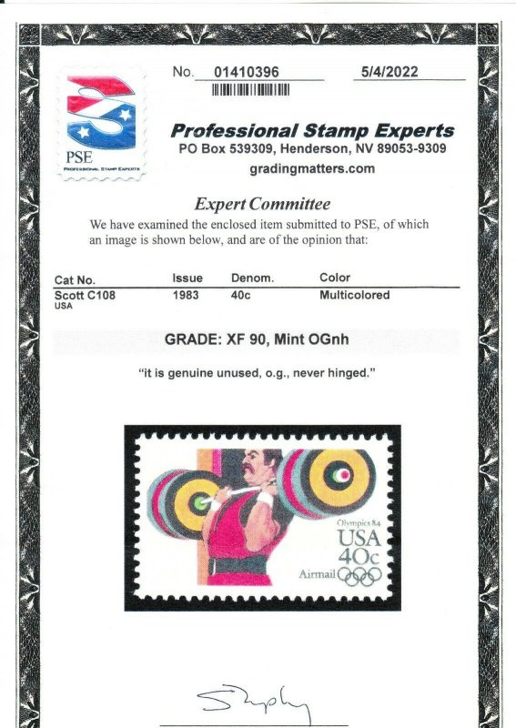 MOstamps - US #C108 Mint OG NH Graded 90 with PSE Cert - Lot # MO-3572 SMQ $20 