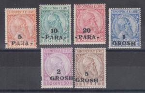 Albania Sc 47-52 MOG. 1914 Surcharges, cplt set, F-VF appearing