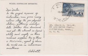 AUSTRALIAN ANTARCTIC TERRITORY cover postmarked 10 Jan. 1961 - postcard to USA