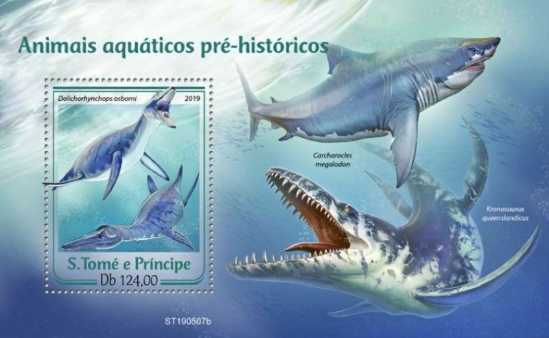 Z08 ST190507b Sao Tome and Principe 2019 Prehistoric water animals MNH