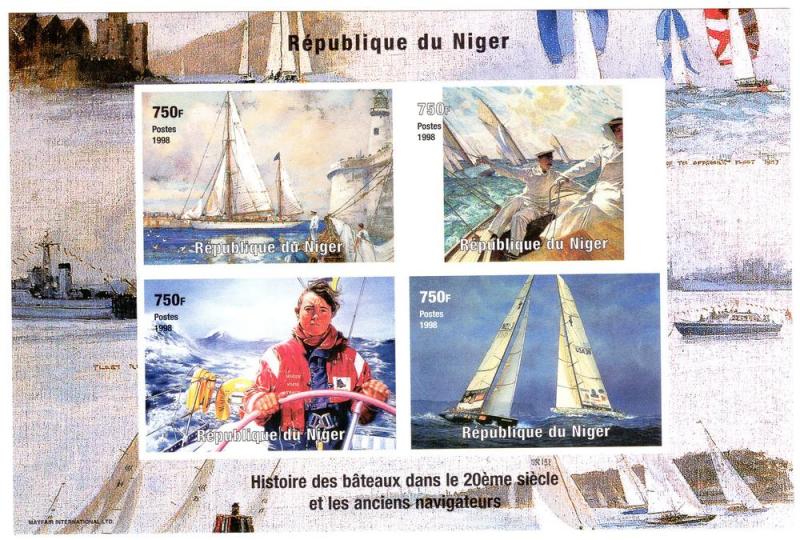 NIGER 1998 YACHTS S/S MNH PTGS IMP. Sc 1012 American's  Cup 