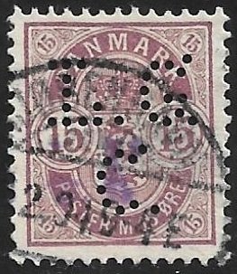 Denmark Perfin L. C. Glad and Co on #54 Used. All Additional Items Ship Free.