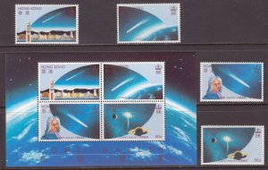 Hong Kong (1986) #461-4, 464a MNH. Halley Comet
