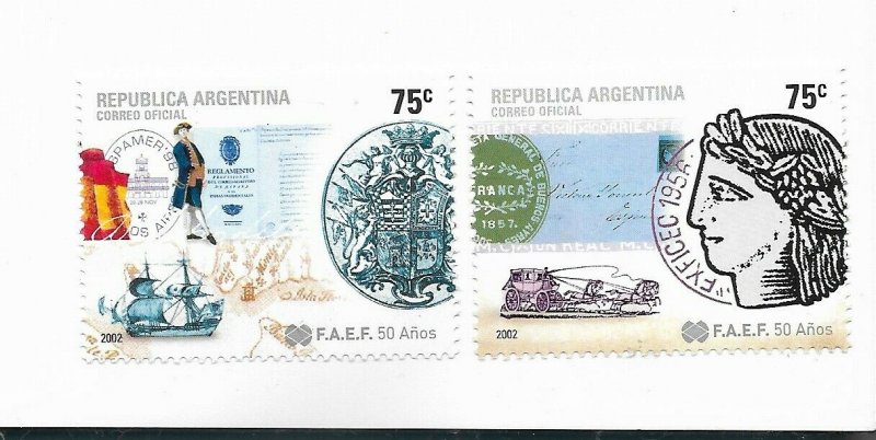 ARGENTINA 2002 FAEF PHILATELIC ASSOCAITION 50TH ANNIVERSARY SET OF 2 VALUES MNH