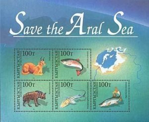 Kyrgyzstan 1996 MNH Souvenir Sheet Stamps Scott 107 Aral Sea Animals Fish Joint