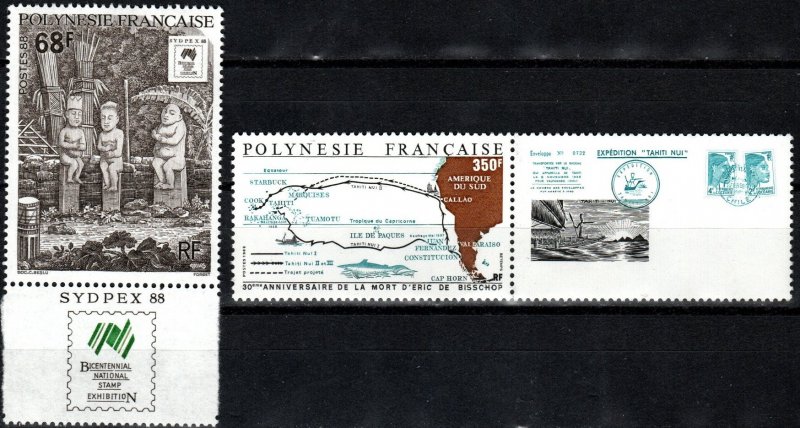 French Polynesia #489, 491  MNH CV $9.50 (X3048)