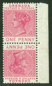 SG 31a Grenada 1883. 1d carmine Tete-beche vertical pair. Fine unmounted mint...