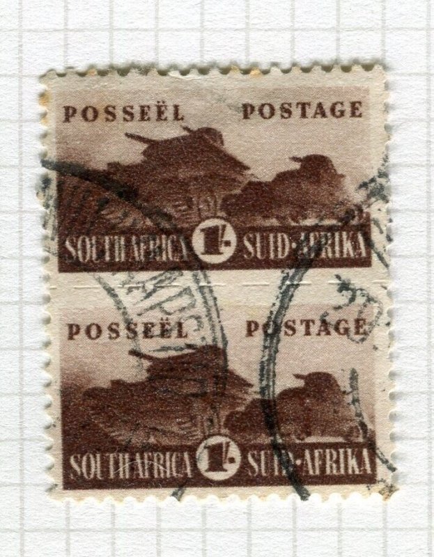 SOUTH AFRICA; 1942 early Small War Effort issue fine used 1s. Pair 