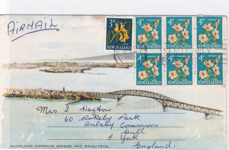 new zealand auckland harbour bridge air mail  stamps cover ref r14613