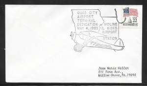 Just Fun Cover #2114 Quad City ILL. Airport Dedication MAY/4/1985 Cover (my4466)