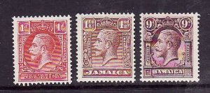 Jamaica-Sc#103-5-Unused light hinged KGV set-1929-32-