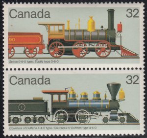 Canada 1984 MNH Sc 1037a Scotia 0-6-0, Countess of Dufferin 4-4-0 Trains 