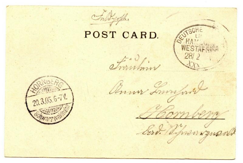 Seapost 1905 Fieldpost GSWA Eduard Woermann HWAL XXXVIII PPC Monrovia