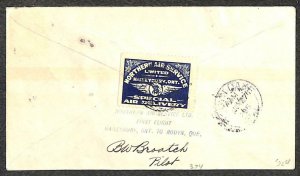CANADA SCOTT CL5 STAMP NORTHERN AIR SERVICE FIRST FLIGHT AIRMAIL COVER 1925