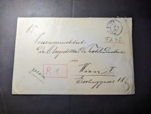 1919 Registered Czechoslovakia WWI Cover to Vienna I Austria