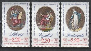 1989 St. Pierre and Miquelon - Sc 514-6 - MNH VF - 3 single - French Revolution