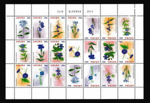 Aruba  #450-549  MNH  2015 sheet  with 2 sets  of 10 .     flowers