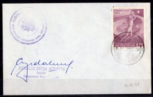 Chile 1968 General O'Higgins Antarctic Military Base Cover Signed RARE