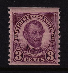 1924 Abraham Lincoln 3c violet horizontal coil Sc 600 MNH single stamp (C