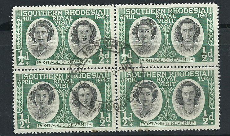 Southern Rhodesia SG 62 block of 4  VFU Salisbury PO cancel