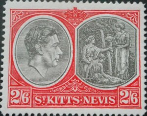 St Kitts Nevis 1943 GVI Two Shillings and Six Pence SG 76a u/mint