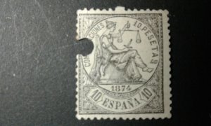 Spain #210 used telegraph punch a209 1286