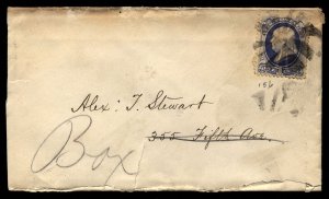 US 1870's Scott 156 Fancy Cancel Cover Roughly Opened.