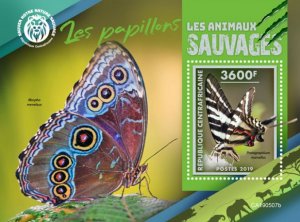 C A R - 2019 - Butterflies - Perf Souv Sheet - MNH